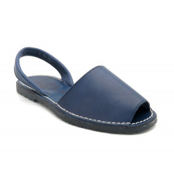 Women's Flat Sandals Leather Avarca Menorquina Menorca Shoes dark blue navy open light