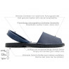 Damen Sandalen Leder blau Avarca Menorquina Sommerschuhe flach offen Abarca Sandaletten gleichtönig gleichfarbig monochrom