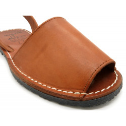 Avarca Menorquina Women's Flat Sandals Leather Menorca summer Shoes cognac brown open back-strap