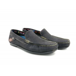 Casual Men's Moccasin Nubuck Leather navy blue Loafers Slip-On Pull-On Shoes portuguese casual 106