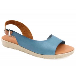 Women's Wedge Sandals Leather jeans blue - BluSandal - Made In Spain