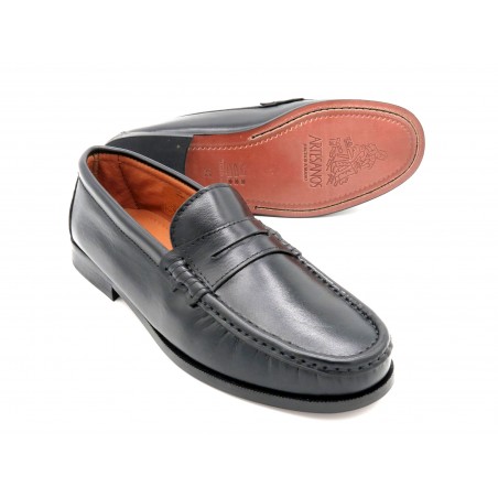 Herren Slipper schwarz Nappa Leder Business Schuhe Penny Loafer Ledersohle Goodyear Rahmengenäht Latino Marttely 500