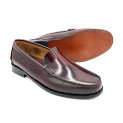 Herren Slipper Leder Business Schuhe Ledersohle Rahmengenäht Loafer bordeaux rot Made In Spain