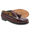 Herren Slipper Leder Business Schuhe Tassel Loafer Ledersohle Rahmengenäht bordeaux rot-schwarz quasten-schuhe