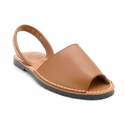 Avarca Menorquina brown Leather Women's Flat Sandals with soft padded Leather Insole