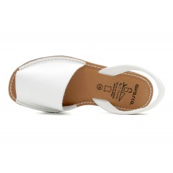 Damen Leder Sandalen weiß Avarca Menorquina Sommerschuhe Echtleder Decksohle weich gepolstert Ortuno Spanische Schuhe