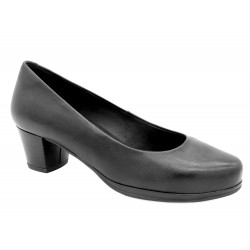 Damen Pumps Leder schwarze Komfort Flugbegleiter-Schuhe mit 4-cm Absatz - Desireé Made In Spain
