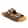 Leather Women's Mules Slippers Cork-Sole Leather Footbed Sandals brown