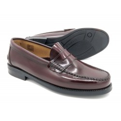 Men's Penny Loafer burgundy Leather Pull-On Dress Shoes Goodyear Welted Rubber Soles MADE IN SPAIN marttely latino