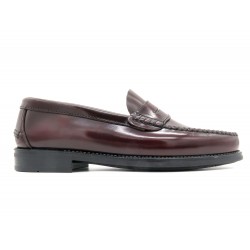 Men's Penny Loafer burgundy Leather Pull-On Dress Shoes Goodyear Welted Rubber Soles MADE IN SPAIN marttely latino