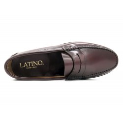 Men's Penny Loafer burgundy Leather Pull-On Dress Shoes Goodyear Welted Rubber Soles MADE IN SPAIN marttely latino
