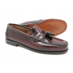 Men's Tassel Loafer burgundy Leather Pull-On Dress Shoes goodyear Welted Leather Soles Latino Marttely made-in-spain