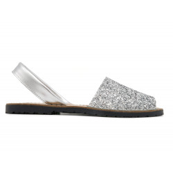 Avarca Women's Flat Sandals silver Glitter Leather Summer Shoes