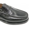 Men's Penny Loafer black Leather Pull-On Dress Shoes Welted Rubber Soles - MADE IN SPAIN