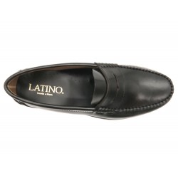 Men's Penny Loafer black Leather Pull-On Dress Shoes Welted Rubber Soles - MADE IN SPAIN