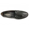 Men's Penny Loafer black Leather Pull-On Dress Shoes Welted Rubber Soles - MADE IN SPAIN