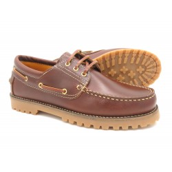 Men's Deck Shoes brown Leather Lace-Up Moccasin Boat Shoes Goodyear welted Casual Made-In-Spain