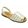 Women's Avarcas Sandals Leather Flat Summer Shoes, gold striped 403 - Avarca Menorquina - Made in Spain