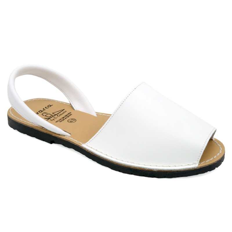 Men's Flat Sandals Leather Avarcas white - Avarca Menorquina Made In Spain