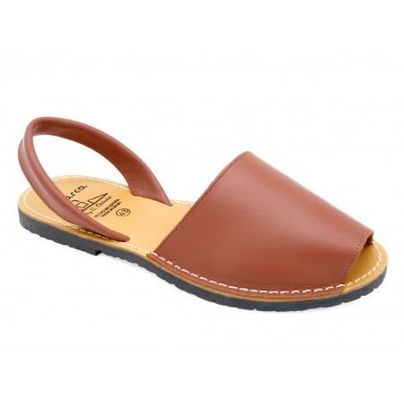 Avarca Herren Sandalen braun Leder Abarca Menorquina Sommerschuhe Echtleder Fersenriemchen Ortuno 201 Spanien