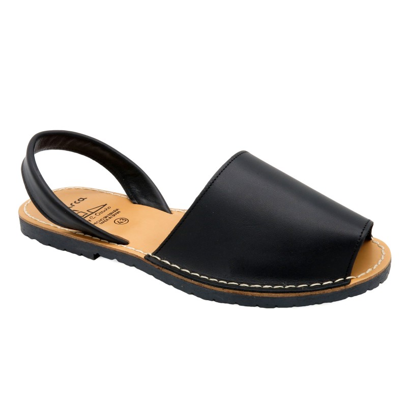 Men's Flat Sandals Leather Avarcas black - Avarca Menorquina - Made In Spain