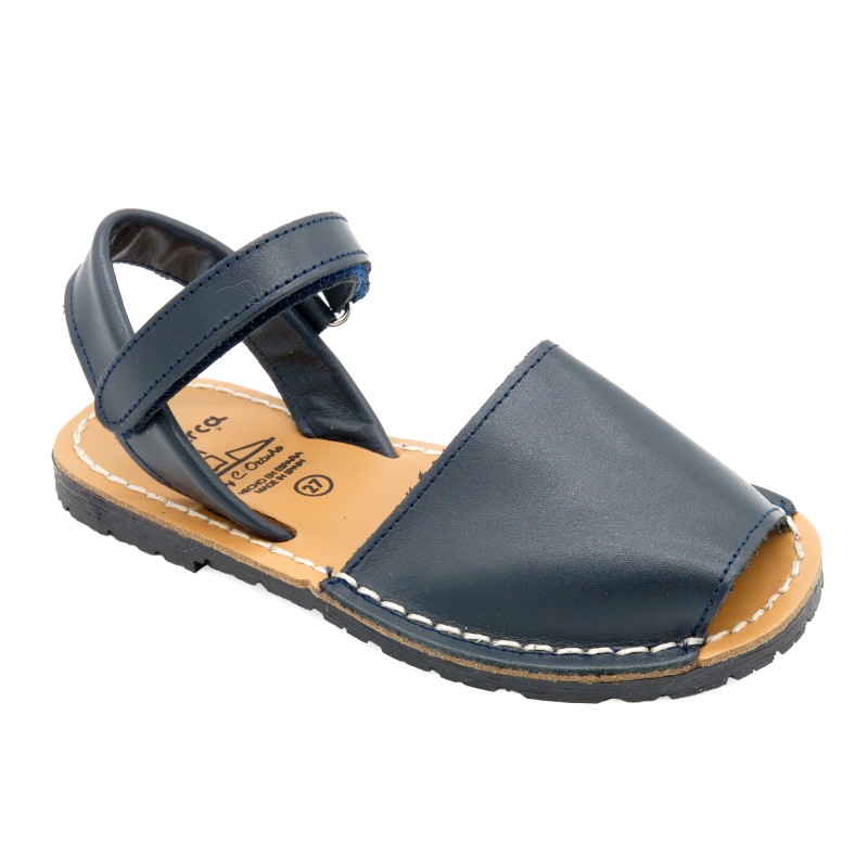Avarca Boy's Girl's Sandals navy blue Leather Kid's Summer Shoes Abarca Menorquina MADE IN SPAIN