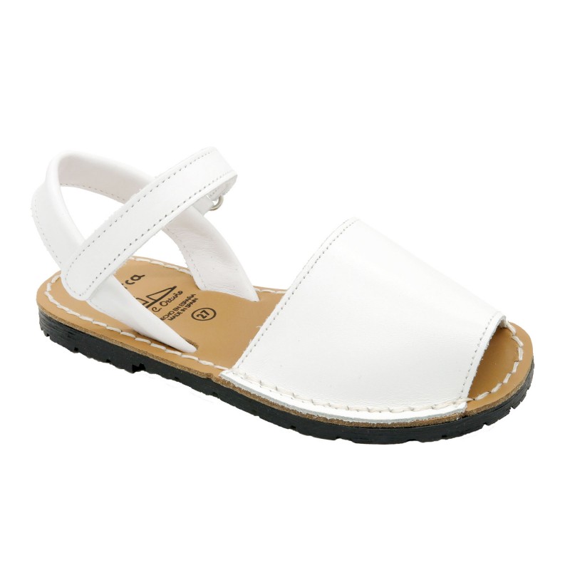 Avarca Girl's Boy's Sandals white Leather Kid's Summer Shoes Toddler Abarca Menorquina