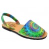 Damen Sandalen Leder Avarca Menorquina grün bunt flach Abarca Menorca Sommerschuhe 337 C. Ortuño