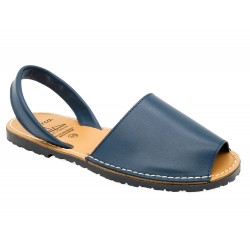 Women's Flat Sandals navy blue Leather Avarca Menorquina Menorca Summer Shoes Made In Spain