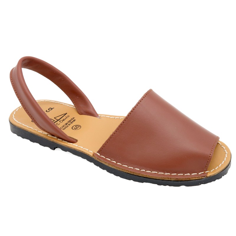 Women's Flat Sandals brown Leather Avarca Menorquina Menorca Summer Shoes Made In Spain