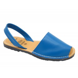 Women's Flat Sandals royal blue Leather Avarca Menorquina Menorca Summer Shoes Made In Spain