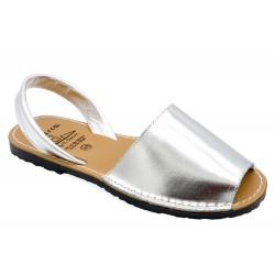 Women's Flat Sandals Leather silver metallic Avarca Menorquina Summer Shoes Made In Spain