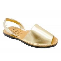 Women's Flat Sandals gold metallic Leather Avarca Menorquina Summer Shoes Made In Spain