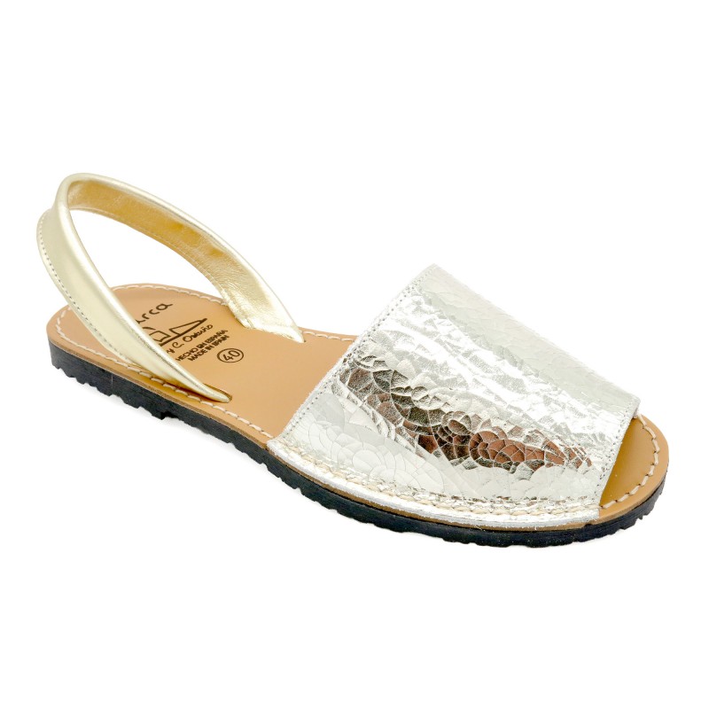 Women's Flat Sandals gold metallic Leather Avarca Menorquina Summer Shoes MADE IN SPAIN SALE