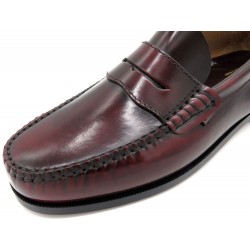 Men's Penny Loafer burgundy Leather PREMIUM Dress Shoes Goodyear Welted Leather Soles