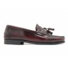 Men's Tassel Loafer burgundy Leather Pull-On Dress Shoes Welted Leather Soles PREMIUM