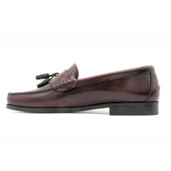 Herren Slipper Leder Quasten Business Schuhe bordeaux rot Ledersohle Goodyear Rahmengenäht Tassel Loafer Latino Marttely 302