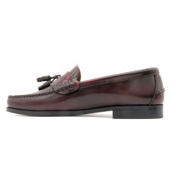 Men's Tassel Loafer burgundy Leather Pull-On Dress Shoes Welted Leather Soles PREMIUM