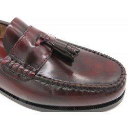 Men's Tassel Loafer burgundy Leather Pull-On Dress Shoes Welted Leather Soles PREMIUM