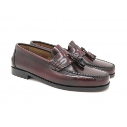 Herren Slipper Leder Quasten Business Schuhe bordeaux rot Ledersohle Goodyear Rahmengenäht Tassel Loafer Latino Marttely 302