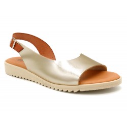 Women's Wedge Sandals gold Leather Summer Shoes soft padded leather insole backstrap BluSandal Blue-Sandal Made In Spain