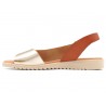 Damen Sandalen Leder gold Sommerschuhe Echtleder Decksohle Keilabsatz Keilabsatzsandalen Keilschuhe BluSandal Blue-Sandal