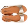 Damen Sandalen Leder gold Sommerschuhe Echtleder Decksohle Keilabsatz Keilabsatzsandalen Keilschuhe BluSandal Blue-Sandal