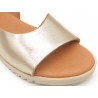 Damen Sandalen Leder gold Sommerschuhe Echtleder Decksohle Keilabsatz Keilabsatzsandalen Keilschuhe BluSandal Blue-Sandal