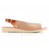 Women's Wedge Sandals beige pink Leather Summer Shoes backstrap soft-padded leather insole BluSandal Blue-Sandal spanish made