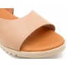 Women's Wedge Sandals beige pink Leather Summer Shoes backstrap soft-padded leather insole BluSandal Blue-Sandal spanish made