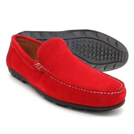 Herren Herren Mokassins Slipper aus Leder – Rote Wildleder Loafer Goodyear Rahmengenäht 980 latino marttely Spanien outlet sale