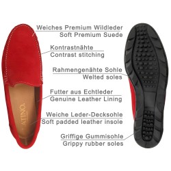 Herren Herren Mokassins Slipper aus Leder – Rote Wildleder Loafer Goodyear Rahmengenäht 980 latino marttely Spanien outlet sale