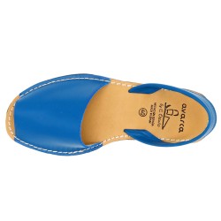 Women's Flat Sandals royal blue Leather Avarca Menorquina Menorca Summer Shoes Made In Spain