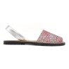 Damen Glitzer Sandalen Avarca Menorquina Sommer Schuhe mit Pailletten Leder Fersenriemchen glitter pink rosa 275 C. Ortuño
